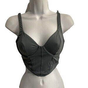 Gilly Hicks  Bustier Bra Slate Blue Size Small Underwire Pullover